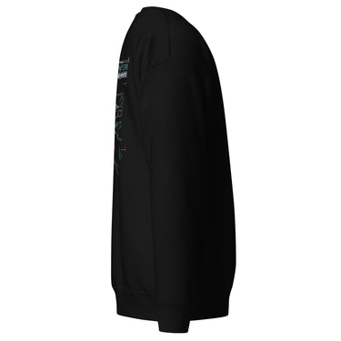 A view of the plain, unadorned right sleeve of the solid-colored sweatshirt.