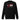 Front view of a solid-colored, sweatshirt. The chest features a collage graphic with large, distressed typography in the background. Layered on top are sketchy, high-contrast lineart of Hugo Vlad from Zenless Zone Zero and a central horizontal bar containing a detailed illustration. A small, patterned cross symbol is on the left.