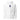The front of a white hoodie. Centered on the chest is a small graphic featuring a stylized black symbol, resembling a chalice, set against a blue rectangular background.