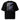 The back of a black oversized t-shirt. It features a large, vertical rectangular graphic with a split design. The left side shows a black-and-white image of waves, while the right side has a purple and black abstract texture of ocean waves. The word "HELEKTRA" is printed vertically in white down the center of the graphic, with a crescent moon symbol at the top.