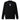 The front of a black sweatshirt. Centered on the chest is a small graphic featuring a stylized white symbol, resembling a chalice, set against a blue rectangular background.