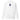 The front of a white sweatshirt. Centered on the chest is a small graphic featuring a stylized black symbol, resembling a chalice, set against a blue rectangular background.
