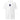 The front of a white tee. Centered on the chest is a small graphic featuring a stylized black symbol, resembling a chalice, set against a blue rectangular background.