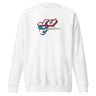 Front view of a solid-colored sweatshirt. A graphic on the chest features the characters "JQ" in a stylized, high-contrast font, intertwined with a flowing, smoke-like shape. Below is the text "Alchemy Commission".