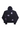 Black oversized hoodie with embroidered text and designs, including a prominent 'K' on the front and additional details on the sleeves.