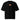 Black oversized tee, front view, featuring a small centered orange rectangular logo with a stylized white 'M' inside.