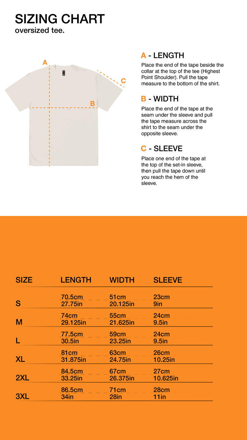 Sizing Chart for LIL GLUTTON • OVERSIZED TEE