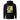 The back of a hoodie featuring a large graphic design. The design is centered on the upper back and consists of a spiky, star-like silhouette. Inside the silhouette is an abstract collage of fragmented hands in black and yellow line art, with bold yellow accents and horizontal black lines running through it.