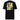 The back of a shirt featuring a large graphic design. The design is centered on the upper back and consists of a spiky, star-like silhouette. Inside the silhouette is an abstract collage of fragmented hands in black and yellow line art, with bold yellow accents and horizontal black lines running through it.