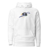 Front view of a solid-colored hoodie. A graphic centered on the chest features two prominent, high-contrast Chinese characters that spell “Qingyi” and the word "SHOCK", layered over abstract angular shapes.