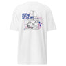 Back view of a solid-colored shirt. A large graphic on the upper back features an inverted, fine-line illustration of the character Silver Wolf from Honkai: Star Rail. The design is layered with the stacked text "SILVER WOLF" and various abstract technical shapes.