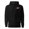 Front view of a solid-colored hoodie. A small, horizontal graphic on the left chest features the number "011" in a stylized font, layered over a starburst shape.