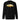 Back view of a solid-colored, sweatshirt. A large, horizontal graphic on the upper back features the word "trigger" in a high-contrast, graffiti, streetwear-style font. This is layered over a wide brushstroke shape and several smaller text elements, including a barcode and a cross symbol.