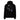 Back view of an oversized hoodie in black. Design features a large graphic showing a silhouette of Cerydra from Honkai: Star Rail, surrounded by abstract line art, handwritten text, strategic grid elements, and chess piece motifs in white and light blue.
