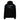 Back view of an oversized hoodie in black. Design is a structured typographic design across the upper back. The composition features a numbered sequence from one to six, each paired with Latin or pseudo-Latin text. The layout is horizontal with thin dividing lines and varied type treatments, creating a grid-like visual system.