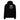 Back view of an oversized hoodie in black. Design shows a rectangular grayscale graphic centered on the upper back showing a lighthouse shining into darkness. Above the image is a yellow label reading “LIGHTKEEPER,” surrounded by thin white grid lines and handwritten script text for a technical, conceptual design aesthetic