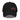 Front view of an baseball cap in black. Evernight inspired design, embroidered kanji characters (長月夜) sit on the front panel, intersected by a solid horizontal red bar across the middle.