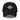 Front view of a baseball cap in Black. A circular emblem is embroidered on the front panel: a plain gold ring, with a white winged spearhead stitched through its centre and swept wings running out to either side. Unstructured six-panel crown, curved brim, adjustable metal buckle.