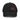 Front view of an distressed hat in black. Evernight inspired design, embroidered kanji characters (長月夜) sit on the front panel, intersected by a solid horizontal red bar across the middle.