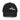 Front view of an distressed hat in black. It features an embroidered logo with the words "spook shack" in a stylized, stacked font, layered over abstract horizontal brush strokes.