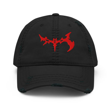 FINE PRINT distressed hat, black, front, flat