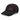 3/4 view of an distressed hat in black. Evernight inspired design showcasing embroidered kanji characters (長月夜) stretch across the crown, bisected by a bold red bar that cuts through the strokes.
