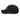 Side view of an distressed hat in black. Evernight inspired design features embroidered kanji characters (長月夜) are centered, sharply crossed by a horizontal red bar for strong contrast between line and form.