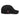 Side view of an distressed hat in black. Evernight inspired design features an embroidered red circular patch on the side featuring a stylized character. Adjustable strap with metal clasp visible at the back.