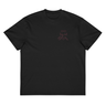 Front view of a box tee in black, flat.