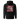 A black hoodie with a central graphic. The design features the word 'POISE' in a large, deconstructed white font layered over a red rectangle with abstract white patterns. The background includes beige textures and red script accents.