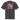 A faded black oversized tee with a central graphic. The design features the word 'POISE' in a large, deconstructed white font layered over a red rectangle with abstract white patterns. The background includes beige textures and red script accents.