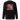 A black crewneck sweatshirt with a central graphic. The design features the word 'POISE' in a large, deconstructed white font layered over a red rectangle with abstract white patterns. The background includes beige textures and red script accents.