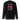 Back view of a solid-colored sweatshirt. A large, vertical graphic on the upper back is framed by a high-contrast border. Inside the frame is a high-contrast illustration of spider lily flowers, with several small blocks of text layered over the image.