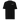Front view of an t-shirt in black. A minimalist design placed on the upper left chest shows a compact arrangement of small graphic elements, including a circular icon, the word “KRAMPUS” in bold, and a narrow vertical block with stylized symbols.