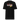 Back view of a solid-colored shirt. A large, chaotic collage graphic on the upper back features the word "SHARK" in a bold font. The design is layered with various handwritten signatures, sketchy scribbles, and abstract background patterns.