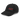 3/4 view of an distressed hat in black. Evernight inspired design showcasing embroidered kanji characters (長月夜) stretch across the crown, bisected by a bold red bar that cuts through the strokes.