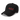 3/4 view of an baseball cap in black. Evernight inspired design showcasing embroidered kanji characters (長月夜) stretch across the crown, bisected by a bold red bar that cuts through the strokes.