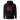 Back view of an hoodie in black. HSR Evernight inspired design shows a large abstract red flower graphic in the center. Above the flower, text reads “veil” with a red circular stamp containing a chinese character.