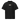 Front view of a Box Tee in Black. a small chest graphic pairing a gold cursive wordmark partially overlaid by a bold white stylized emblem, with a block-letter word underneath in the same gold tone