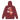 Back view of a Zip Hoodie in Burgundy. a large back graphic centered on a jagged, torn-map style emblem in white with a glowing star burst at its center, layered over angled orange-red geometric panels resembling sail or flag fragments, alongside a bold two-line wordmark, a short block of descriptive text, and a smaller diagonal wordmark near the hem