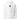 The front of a white hoodie. Centered on the chest is a small graphic featuring a stylized black symbol, resembling a chalice, set against a blue rectangular background.