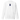 The front of a white sweatshirt. Centered on the chest is a small graphic featuring a stylized black symbol, resembling a chalice, set against a blue rectangular background.