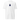 The front of a white tee. Centered on the chest is a small graphic featuring a stylized black symbol, resembling a chalice, set against a blue rectangular background.
