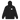 Front view of a zip hoodie in black. A small halftoned panel sits on the left chest: a bare, leafless tree standing over dark undergrowth, printed with a woven fabric texture and rough torn edges. Below it the words "pas seul" are set in a fine serif, the letters scattered and stepping down to the right.