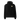 Front view of an oversized hoodie in Black. A small circular emblem sits on the left chest: a gold ring lettered "MIRACULUM IN CAELO NUMQUAM CADET" in white capitals, with a white winged spearhead standing through its centre and swept wings running out to either side.