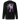 Back view of a Sweatshirt in Black. Large expressive brush-script lettering reading "aWolf" spans the upper back, layered over a color-blocked stripe panel with fine linework illustration behind it. Beside it, a small graffiti-style character mark for "终焉" (Finality) sits next to vertical HUD-style readout text: "LOGIN SUCCESSFUL," "NO PATCH NOTES >>," and "INPUT FINALIZED..."