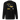 Back view of a sweatshirt. A large collage graphic is arranged in a grid of rectangular frames. The design features multiple high-contrast silhouettes of birds in flight, a topographical map-like shape, and several small blocks of text and abstract symbols.