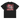 Back view of a box tee in black, flat. A large central back graphic: the word 'POISE' in a deconstructed white font over a red rectangle with abstract white patterns, beige textures and red script accents.