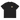 Front view of a box tee in black, flat. A small circular emblem sits on the left chest: a gold ring lettered "MIRACULUM IN CAELO NUMQUAM CADET" in white capitals, with a white winged spearhead standing through its centre and swept wings running out to either side.