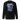Back view of a solid-colored sweatshirt. A large graphic on the upper back features an anime-style illustration of Zhu Yuan from Zenless Zone Zero looking over her shoulder. The design is layered with the large, outlined text "N.E.P.S." and several rectangular frames containing blocks of text, creating a futuristic look.